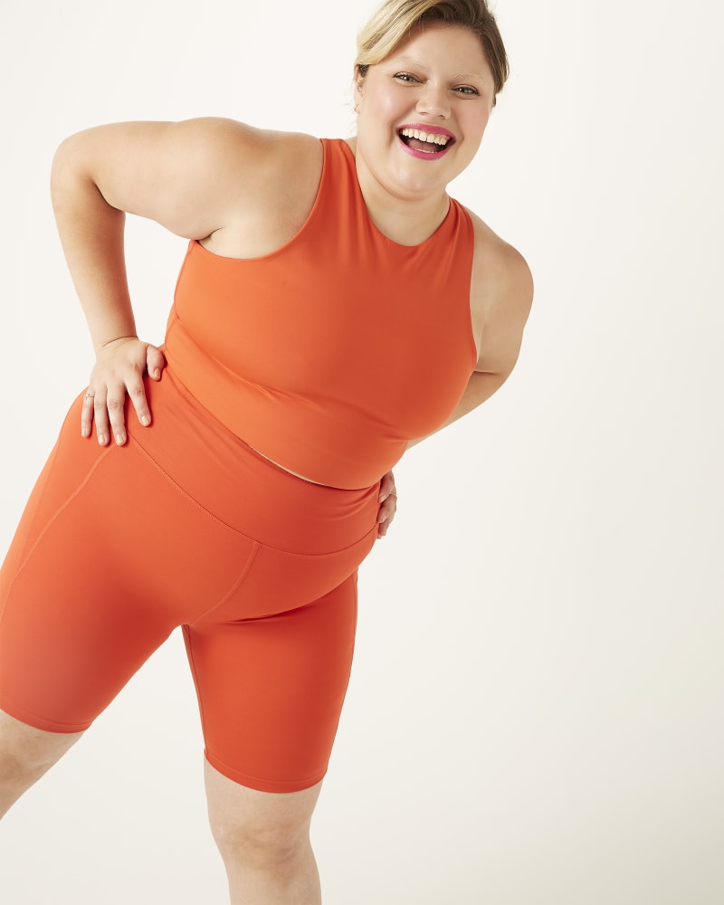 Front of plus size Xiomara High-Rise Bike Shorts by Girlfriend Collective | Dia&Co | dia_product_style_image_id:164957